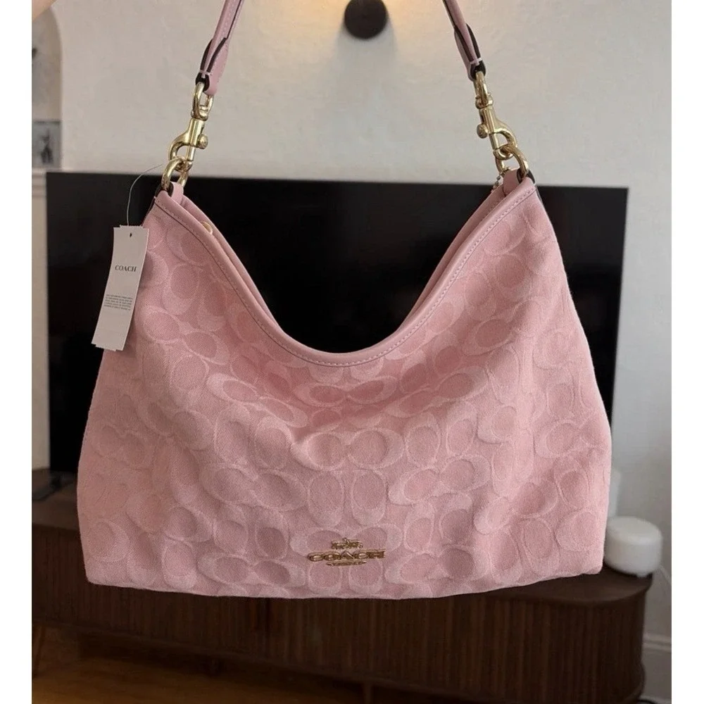 COACH Pink Denim Laurel Shoulder Bag (CER66) Light Pink Ships FAST!